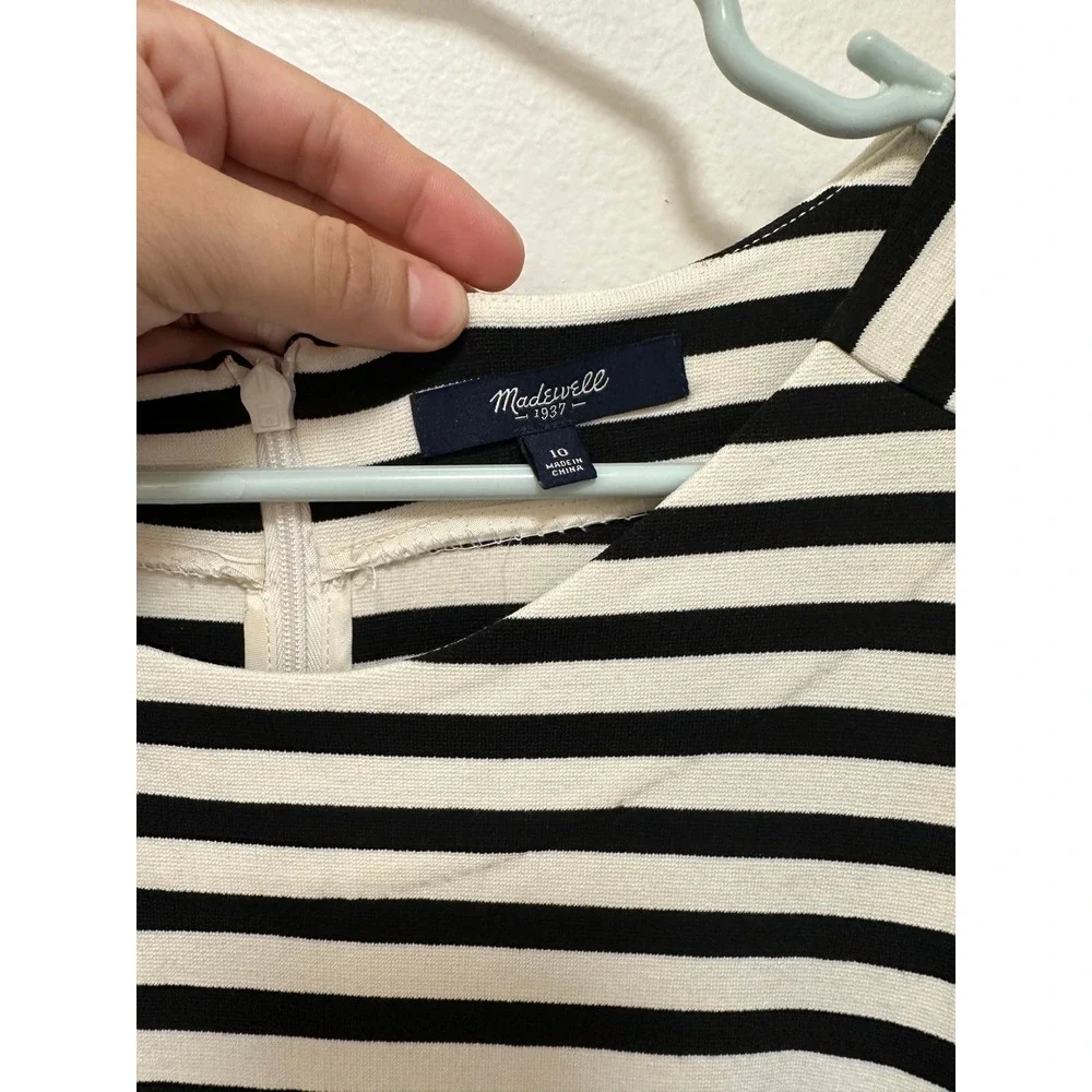 Madewell Striped Short Sleeve Dress Casual Everyday Womens Size 10 - Picture 4 of 8